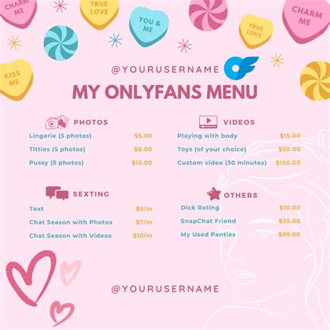 onlyfans price menu|OnlyFans Menu Ideas, Examples With Free Templates